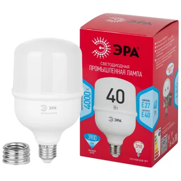 Лампа светодиодная LED 40 Вт 3900Лм 4000К T100 нейтральный E27/E40 (переходник) 150-275В LED POWER T100-40W-4000-E27/E40 Red Line