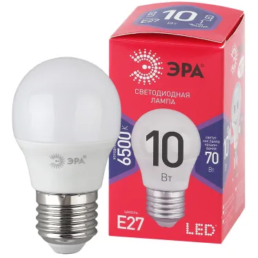 Лампа светодиодная LED 10 Вт 800Лм 6500К шар холодный E27 220-240В LED P45-10W-865-E27 Red Line