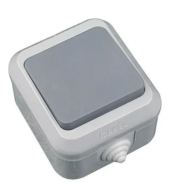Выключатель 1 кл серый IP 44