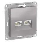                  Розетка ATLASDESIGN двойная компьютерная RJ45+RJ45 категория 5E механизм алюминий
               
