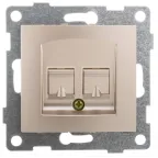                  Розетка компьютерная и телефонная RJ45, RJ12 Bravo, механизм, шампань
               