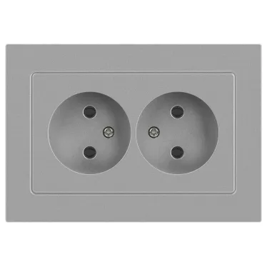 Розетка Intro Accent 6-204-03 2х2P, 16А-250В, IP20, СУ, AL/CU, алюминий