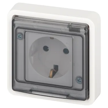 Розетка Эксперт 11-2522-01 2P+E IP55, шторки, 16A-250В, СУ, белый