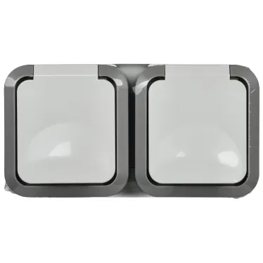 Розетка 2-местная горизонтальная TORS 16А IP55 белый