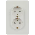 Розетка двойная с заземлением 2X2P+E Schuko со шторками, 16А-250В, IP20, СУ, белый Intro 7-208-01 Style