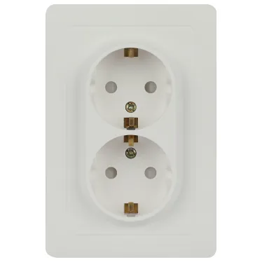 Розетка двойная с заземлением 2X2P+E Schuko со шторками, 16А-250В, IP20, СУ, белый Intro 7-208-01 Style