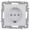 Розетка Intro Accent 6-206-01 2P+E Schuko со шторками, 16А-250В, IP20, СУ, AL/CU, белый