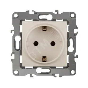 Розетка 2P+E Schuko со шторками, 16A-250В, Эра12, слоновая кость, 12-2102-02