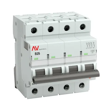 Выключатель автоматический AV-10 4P 25A (B) 10kA AVERES