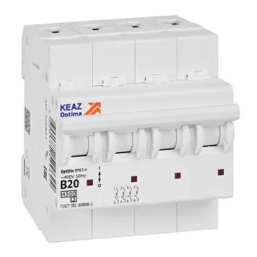 Выключатель автоматический четырехполюсный 20А B 4,5кА AC OptiDin BM63-4B20-4,5-УХЛ3