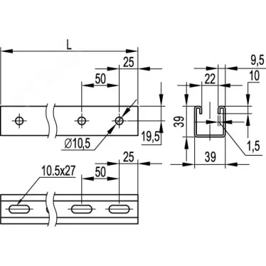 Профиль С-образный 41х41 L800 толщина 1.5 мм цинк-ламельный