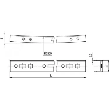 Профиль криволинейный, L1495, толщина2,5 мм, на 12 рожков