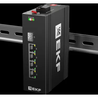 Коммутатор промышленный неуправляемый U-1GX/SFP-4GTP, 1 порт 1000Base-X SFP, 4 порта 10/100/1000Base-T(X) RJ45 c PoE, монтаж на динрейку TSX EKF
