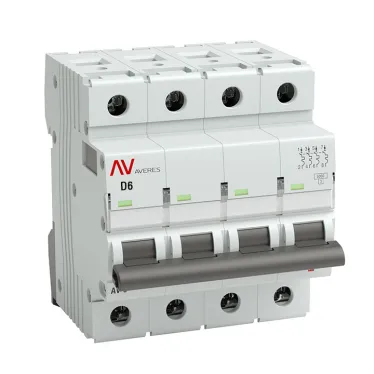 Выключатель автоматический AV-6 4P 6A (D) 6kA AVERES
