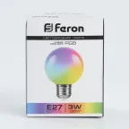 Лампа светодиодная LED 3вт Е27 RGB плавная смена цвета шар G60