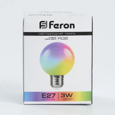 Лампа светодиодная LED 3вт Е27 RGB плавная смена цвета шар G60