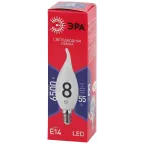 Лампа светодиодная LED BXS-8W-865-E14 R (диод, свеча на ветру, 8Вт, хол, E14) (10/100/2800)
