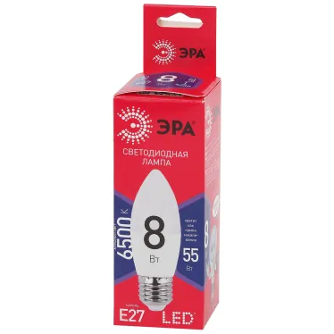 Лампа светодиодная LED B35-8W-865-E27 R (диод, свеча, 8Вт, хол, E27) (10/100/3500)