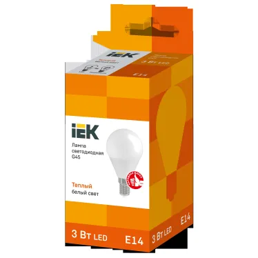 Лампа светодиодная G45 шар 3Вт 230В 3000К E14 IEK