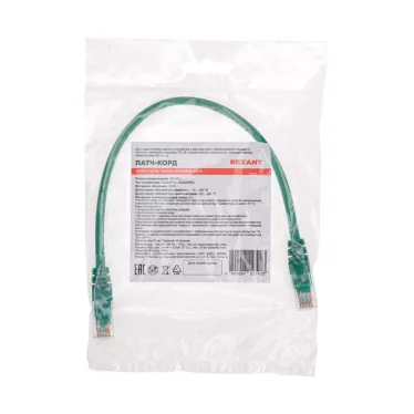 Патч-корд U/UTP, CAT 5e, RJ45-RJ45, 26AWG, LSZH, зеленый, 0,3м,