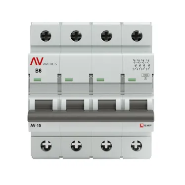 Выключатель автоматический AV-10 4P 6A (B) 10kA AVERES