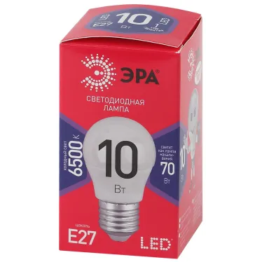 Лампа светодиодная LED 10 Вт 800Лм 6500К шар холодный E27 220-240В LED P45-10W-865-E27 Red Line