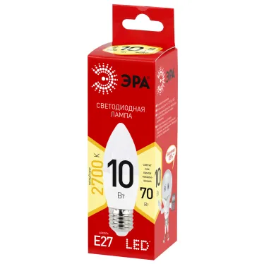 Лампа светодиодная LED 10 Вт 800Лм 2700К свеча теплый E27 220-240В LED B35-10W-827-E27 Red Line