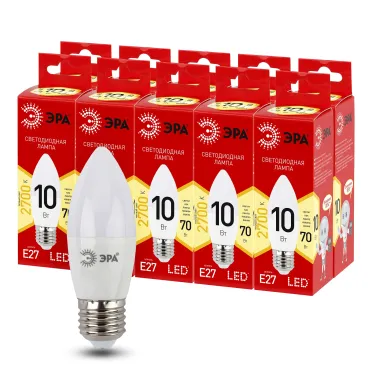 Лампа светодиодная LED 10 Вт 800Лм 2700К свеча теплый E27 220-240В LED B35-10W-827-E27 Red Line
