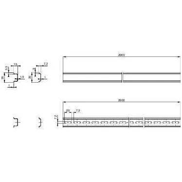 DIN-рейка симметричная перфорированная 2000мм 15х35