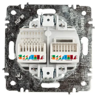 Розетка Intro Accent 6-304-01 информационная 2xRJ45, IP20, СУ, белый