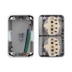 Блок горизонтальный 2 розетки (керамика) Mini OG IP54 с заземлением, о/у, серый