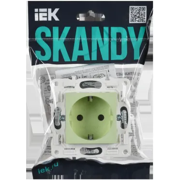 SKANDY Розетка с заземлением без защитных шторок 16А SK-R05G мятный IEK
