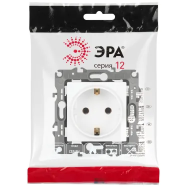 Розетка Серия 12 12-2101-01М 2P+E Schuko, 16А-250В, белый матовый
