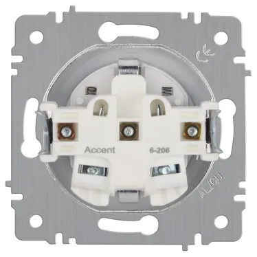 Розетка Intro Accent 6-206-01 2P+E Schuko со шторками, 16А-250В, IP20, СУ, AL/CU, белый