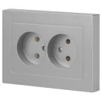 Розетка Intro Accent 6-204-03 2х2P, 16А-250В, IP20, СУ, AL/CU, алюминий