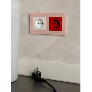 BRITE Рамка 2 поста РУ-2-2-БрП стекло персиковый матовый IEK