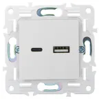 SKANDY Розетка USB A+C 3,1А SK-R14W арктический белый IEK