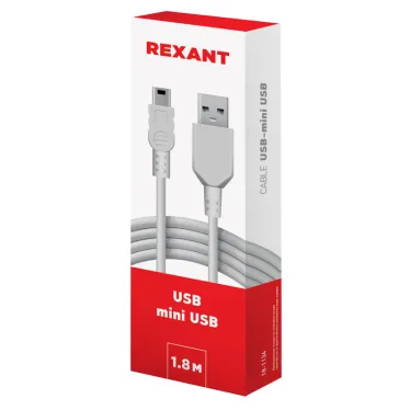 Кабель USB-mini USB - PVC, 1.8м., белый