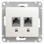                  Розетка Glossa двойная компьютерная RJ45 + RJ45 кат.5E механизм перламутр
               