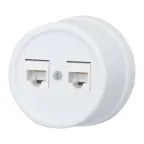                  Розетка RJ45 информационная двойная, пластик, цвет белый
               