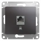                  GLOSSA Розетка компьютерная RJ45 категория 5E графит
               
