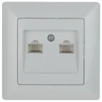 Розетка информационная 2xRJ45, СУ, Solo, белый, 4-304-01
