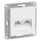                  Розетка ATLASDESIGN двойная компьютерная RJ45+RJ45 категория 5E механизм белый
               