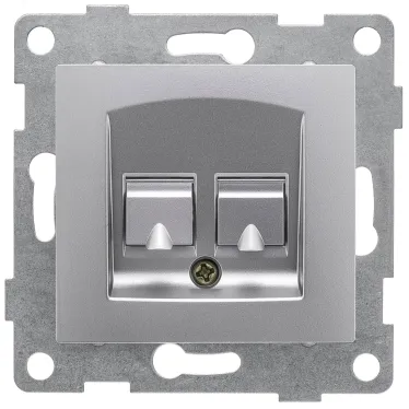 Розетка компьютерная RJ45 Ugra, механизм, одинарный, серебро
