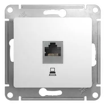 GLOSSA Розетка компьютерная RJ45 категория 5е в рамку белая
