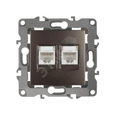 Розетка информационная двойная 2XRJ45, Эра12, бронза, 12-3108-13