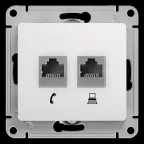                  GLOSSA Розетка телефон/компьютер RJ11+RJ45 категория 5е в рамку белая
               