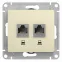 Розетка Glossa двойная компьютерная RJ45 + RJ45 кат.5E механизм бежевый