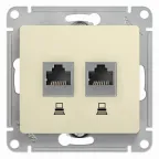                  Розетка Glossa двойная компьютерная RJ45 + RJ45 кат.5E механизм бежевый
               