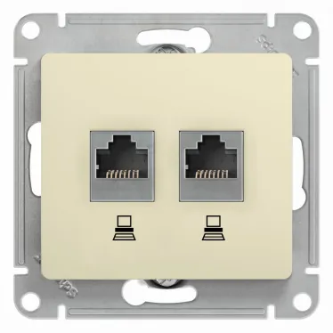 Розетка Glossa двойная компьютерная RJ45 + RJ45 кат.5E механизм бежевый